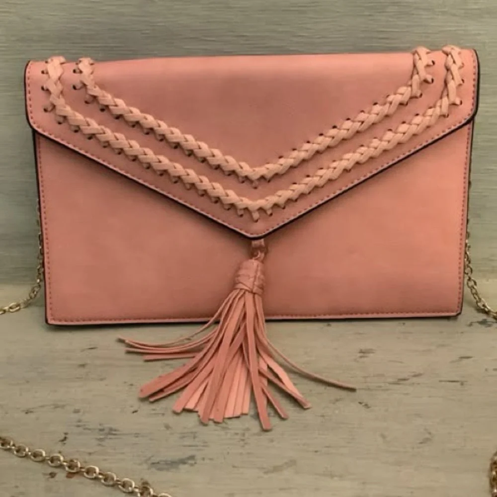 Blush Pink Faux Leather Crossbody Bag‎ Purse Good Condition